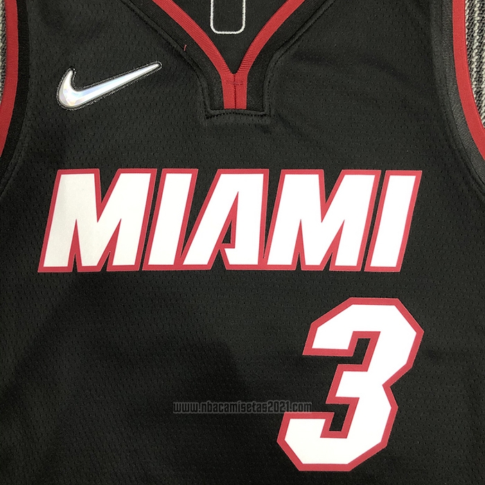 Camiseta Miami Heat Victor Dwyane Wade #3 Icon Negro